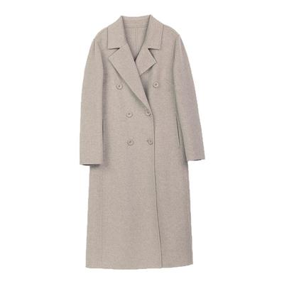 诗梦冬季羊毛羊绒中长直身大衣