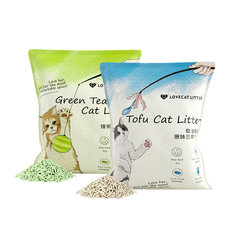 love爱宠爱猫cat全新升级猫砂绿茶原味豆腐猫砂结团除臭低尘2.6kg