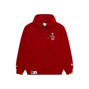 Aape联名RUSSELL男装秋冬经典徽章美式红色薄绒连帽卫衣9783XXP
