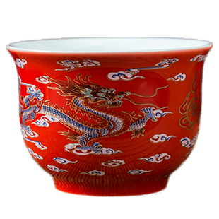 龙纹陶瓷酒杯白酒中式复古风烈酒杯酒盏小酒碗家用酒具品酒敬酒盅