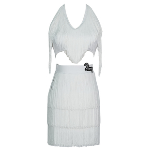 薇妮拉丁舞服裙练功服女儿童上衣流苏训练国标舞吊带成人比赛套装