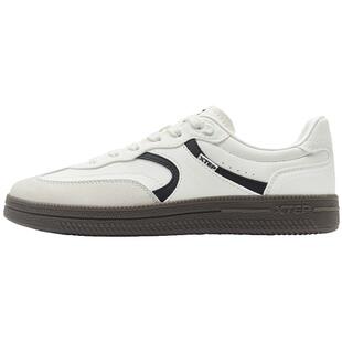 特步德训鞋女板鞋冬季新款运动鞋复古休闲鞋经典赛车鞋子T头鞋男