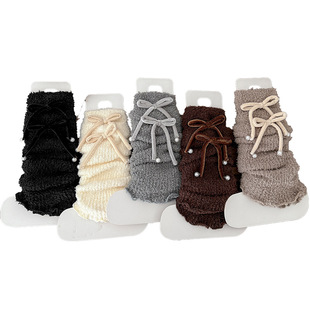 女童袜套秋冬加厚保暖儿童堆堆袜蝴蝶结韩系女孩针织毛线小腿袜套