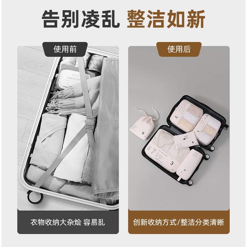 行李箱衣服收纳袋旅行六件套收纳神器衣物分旅游收纳包袋子整理袋