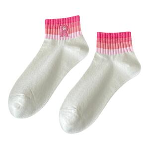 春秋字母刺绣渐变色袜子女纯棉短袜运动防滑不臭脚短筒袜女生棉袜