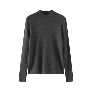 高定精仿四平加密杨子纱女半高领纯色100%羊毛衫百搭修身打底衫