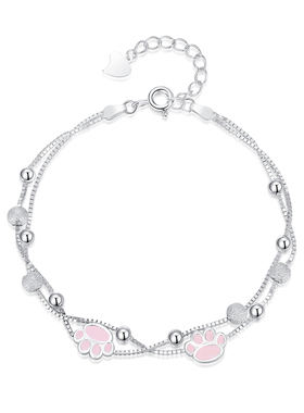 猫咪爪爪手链双层叠戴S925银