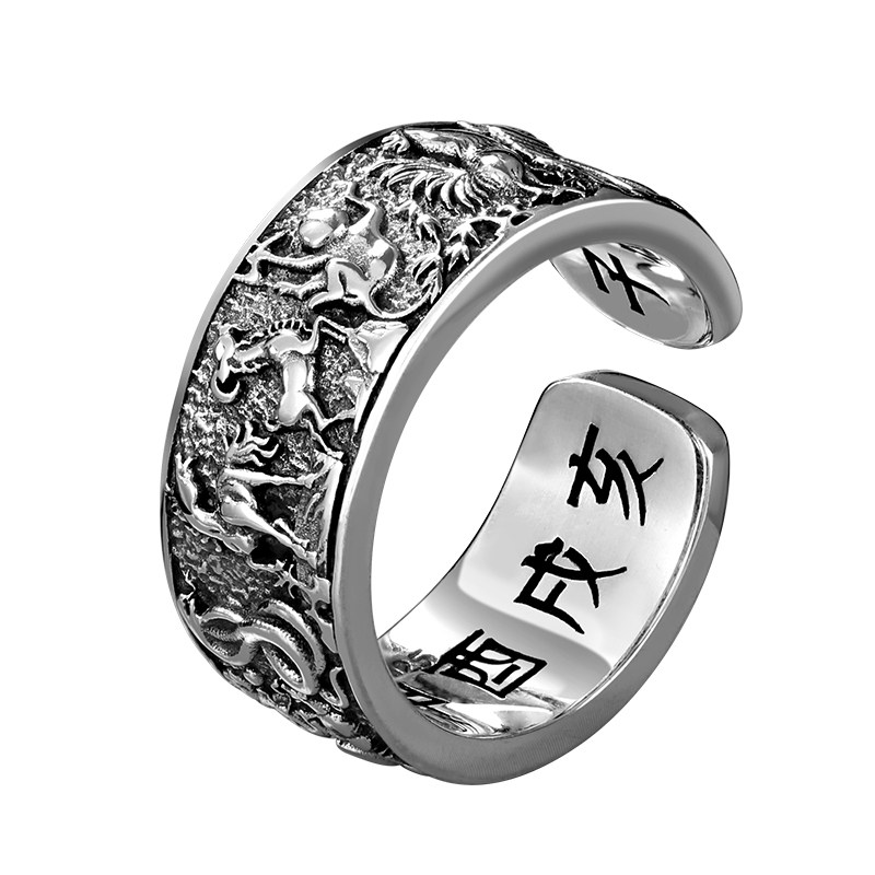 十二生肖开口指环纯银复古