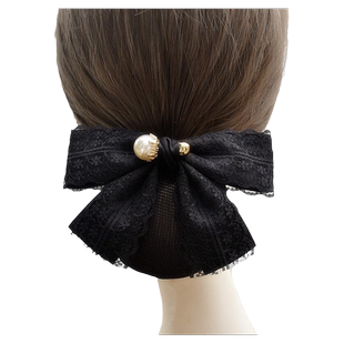职业头花银行护士网兜韩国发饰蕾丝超大蝴蝶结发夹顶夹马尾夹头饰