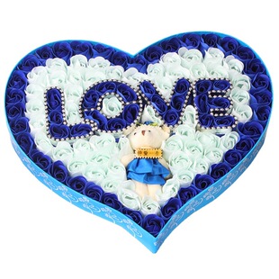 创意玫瑰花束心形香皂花礼盒生日礼物送女友表白手工肥皂花仿真花