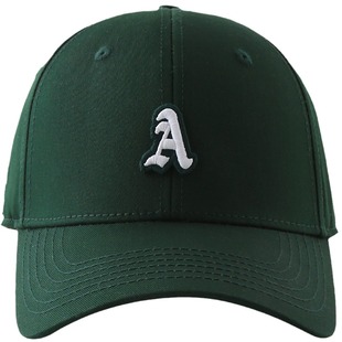 SixFeet绿色帽子女硬顶潮牌鸭舌帽小众贴标A字母日系棒球帽男春夏