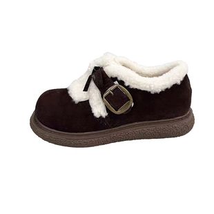 厚底勃肯毛毛鞋女2025年冬季新款复古加绒保暖棉鞋皮毛一体雪地靴