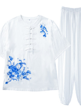 八段锦透气夏季大码手绘太极服