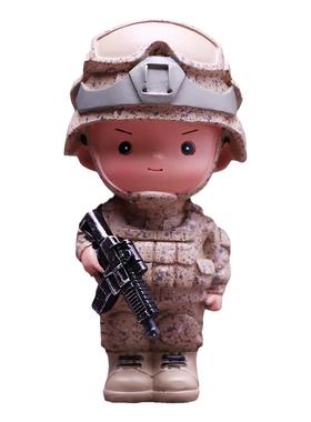 站姿铁血军魂儿童房摆件军人礼物