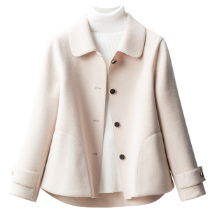 高端双面呢大衣女小个子秋冬季短款韩版宽松气质羊毛呢子百搭外套