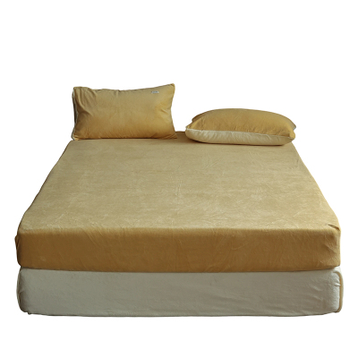 秋冬加厚保暖高克重牛奶绒床单床笠单件简约纯色床笠罩床垫保护套