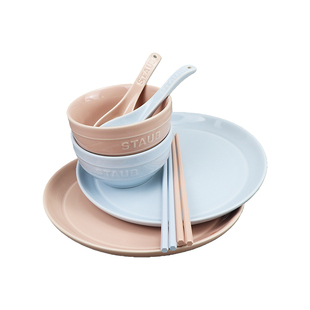 staub珐宝陶瓷餐具情侣2人食情侣套装饭碗盘筷勺组合多巴胺碗具