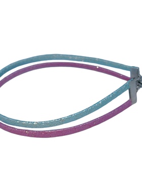 粉蓝拼色双层简约皮绳颈链choker