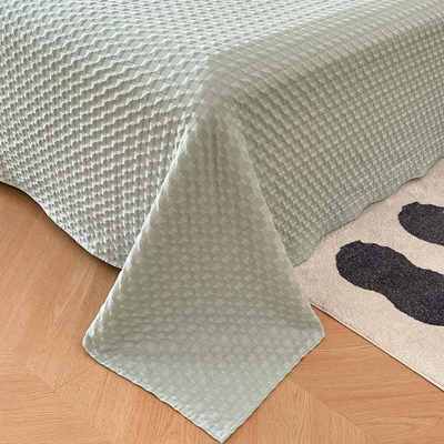 冬季简约水洗棉华夫格肤柔软可家用纯色双人床床单洗水洗机单亲