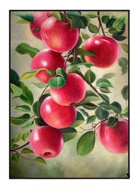 新中式平平安安玄关装饰画轻奢苹果好寓意画客厅餐厅水果挂画餐厅