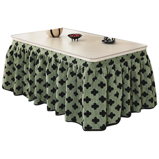 中古风烤火桌子罩套拉链款长方形电烤炉取暖桌布雪尼尔加厚电炉罩