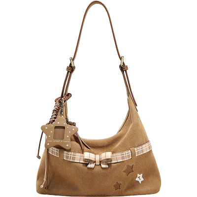 TOUTOU透透星星麂皮托特包腋下包