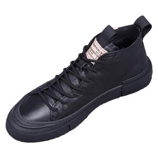 欧洲站男鞋秋冬潮鞋2025新款真皮高帮鞋男款韩版加绒男士休闲板鞋