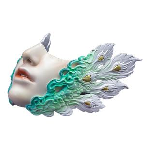 下半脸面具古风美女成人中式国潮风鸟凤凰舞会舞蹈演出道具假面罩