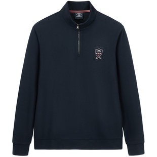 德鲨春季新款男装套头卫衣半高拉链立领休闲男士外套