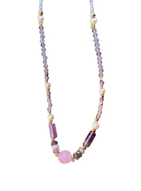 法式轻奢紫色串珠锁骨链