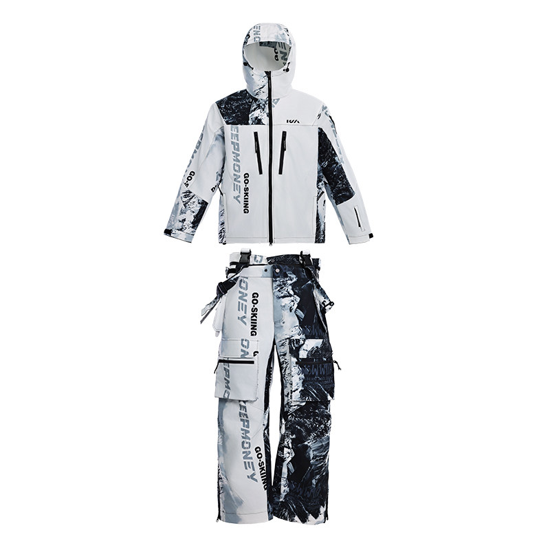 KEEPMONEY雪山渐变滑雪服套装男女单板防水小众复古扎染雪服雪裤