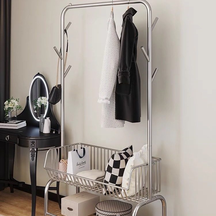 轻奢晾衣架杆挂衣帽架移动落地简易主卧室内家用隔夜衣服置物架子