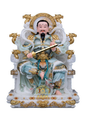 汉白玉普化天尊神像家居客厅摆件