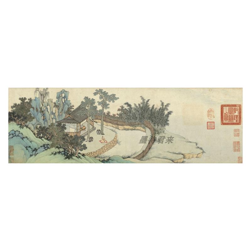 沈周《钓月亭图》古画真迹真品高清微喷复制品客厅书房山水装饰画