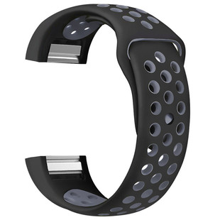 适用于Fitbit charge2智能手环黑灰圆孔硅胶表带洞洞圆孔透气腕带