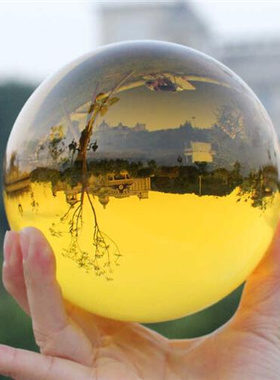 黄色水晶球透明玻璃球玄关隔断客厅卧室家居装饰办公室桌面摆件