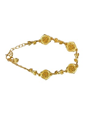 复古法式古法沙金玫瑰花朵手链女