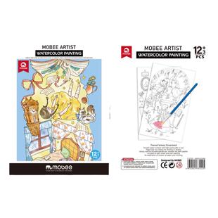mobee儿童水彩涂色本涂鸦画画填色书幼儿园宝卡通描绘画册本沾水