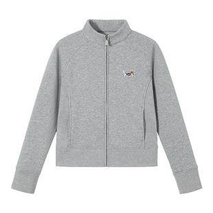 PSO Brand女装针织可爱小狗修身立领开衫拉链短款卫衣运动外套潮