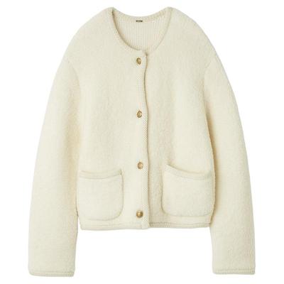 Mila Owen25秋冬新品纯色百搭羊毛混纺贴袋针织开衫09WND254135