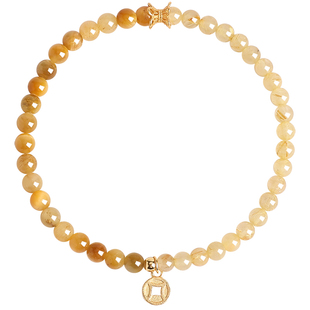 普陀山招财天然金发晶手串女转运珠旺财运聚财金虎眼石黄水晶手链