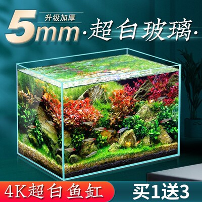YEE玻璃桌面客厅生态斗鱼金鱼乌龟缸造景懒人养鱼水草缸生态溪流