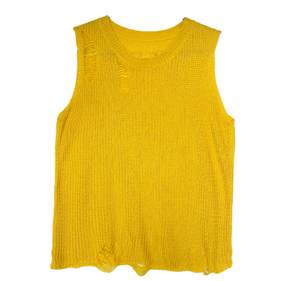 圆领镂空针织背心宽松打底t恤