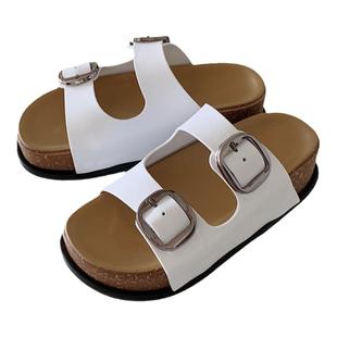 细细条 韩版ins潮方扣双带拖鞋女夏季户外时尚防滑亲子沙滩凉拖鞋