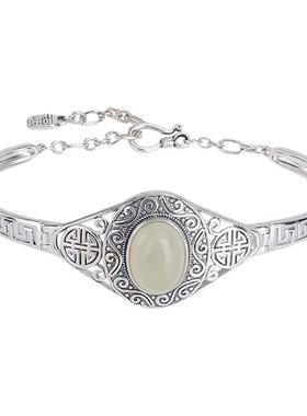 复古做旧吉祥回纹蛋面手链女镂空时尚简约手镯民族风古风手环饰品