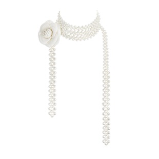 【周笔畅同款】LADECORATION山茶花珍珠长项链choker原创设计奢华