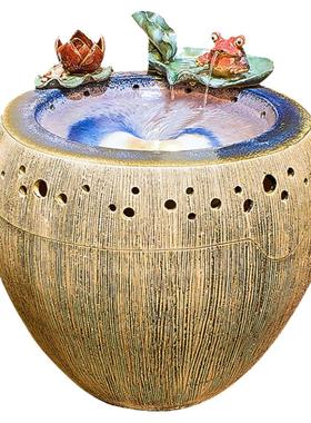 台湾陶瓷大型招财礼品流水摆件