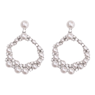 CrayonX人造珍珠锆石大圆圈耳环女小众洋气港风复古耳饰