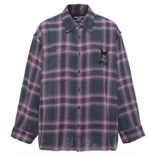 白鹿同款MOUSSY&酷洛米合作款 秋品撞色格子衬衫 010IAF01-6611