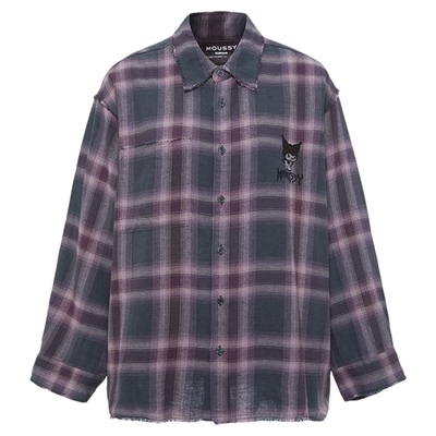 白鹿同款MOUSSY&酷洛米合作款 秋品撞色格子衬衫 010IAF01-6611